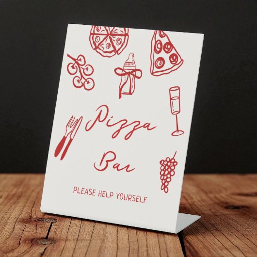 Pizza Bar Pizzastation Pizza Baby Shower Reclamebord Met Voetstuk