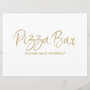 "Pizza Bar" Trouwbord Stijlvol Goudkleurig Kaart