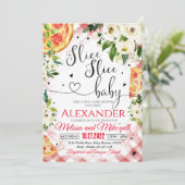 Pizza BBQ Baby shower uitnodiging Slice Slice Baby (Staand voorkant)