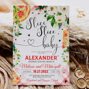 Pizza BBQ Baby shower uitnodiging Slice Slice Baby