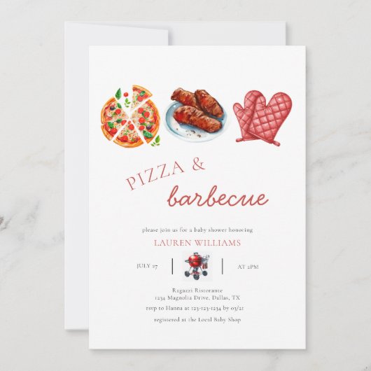 Pizza BBQ Sauce baby shower Kaart (Voorkant)