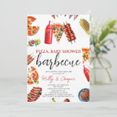 Pizza BBQ Sauce baby shower Kaart (Staand voorkant)