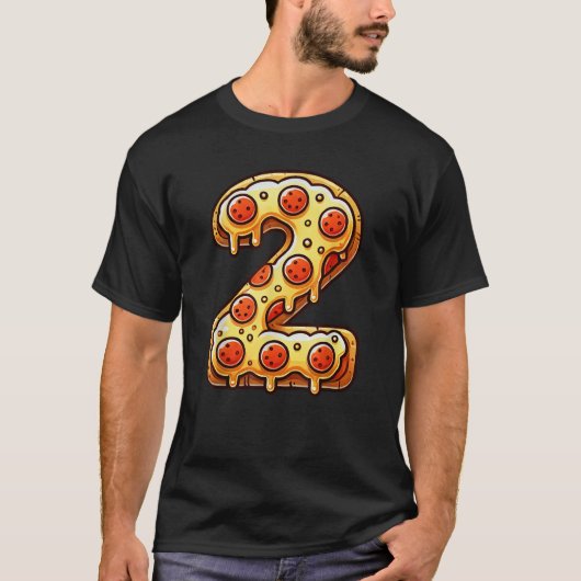 Pizza Bday Party 2e 2 jaar oude verjaardag jongens T-shirt (Voorkant)
