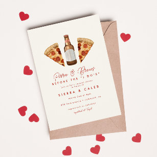 Pizza & Beer Casual Couples Wedding Vrijgezellenfe Kaart