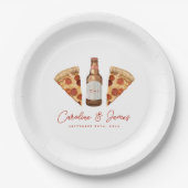 Pizza & Beer Casual Couples Wedding Vrijgezellenfe Papieren Bordje (Voorkant)