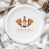 Pizza & Beer Casual Couples Wedding Vrijgezellenfe Papieren Bordje