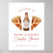 Pizza & Beer Casual Couples Wedding Vrijgezellenfe Poster (Voorkant)