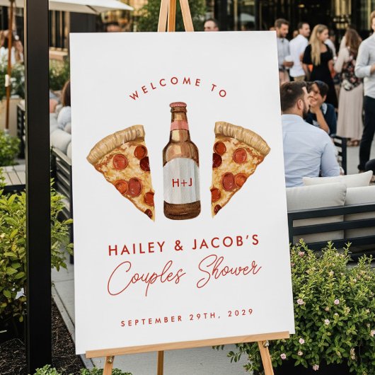 Pizza & Beer Casual Couples Wedding Vrijgezellenfe Poster