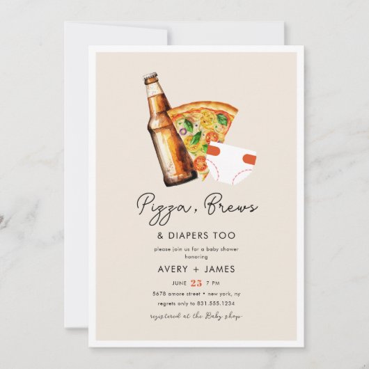 Pizza & Beer Diapers Casual Couples Baby shower Kaart (Voorkant)