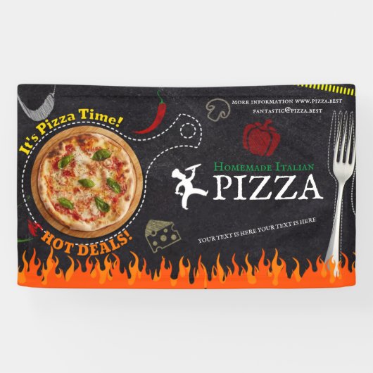 Pizza Bezorgen Pizza Cafe Pizza Restaurant geopend Spandoek (Horizontaal)