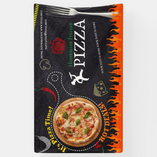 Pizza Bezorgen Pizza Cafe Pizza Restaurant geopend Spandoek (Verticaal)