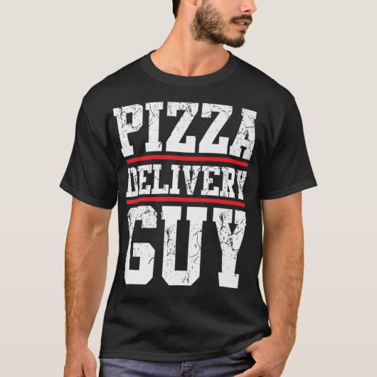 Pizza bezorger die pizzawijn aanbiedt voor mannen  t-shirt (Voorkant)