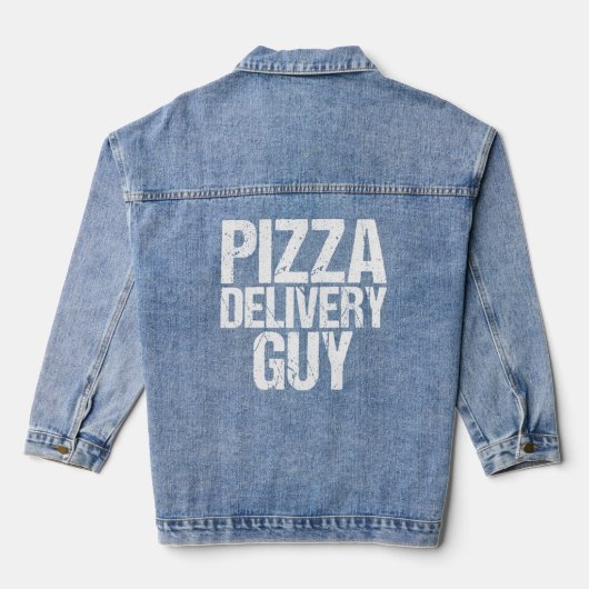 Pizza bezorger Guy Italiaanse Foodie Pun kostuum Denim Jacket (Achterkant)