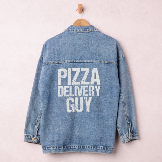 Pizza bezorger Guy Italiaanse Foodie Pun kostuum Denim Jacket (Hangar)