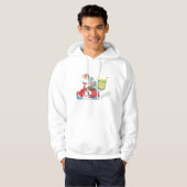 Pizza bezorger op rode scooter hoodie (Voorkant volledig)