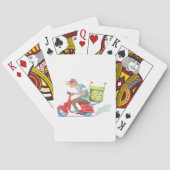 Pizza bezorger op rode scooter pokerkaarten (Achterkant)