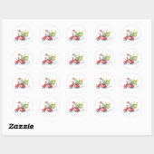 Pizza bezorger op rode scooter ronde sticker (Vel)
