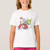 Pizza bezorger op rode scooter t-shirt (Voorkant)