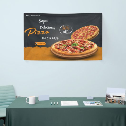 Pizza bezorging Pizza Cafe Pizza Restaurant geopen Spandoek (Beurs)