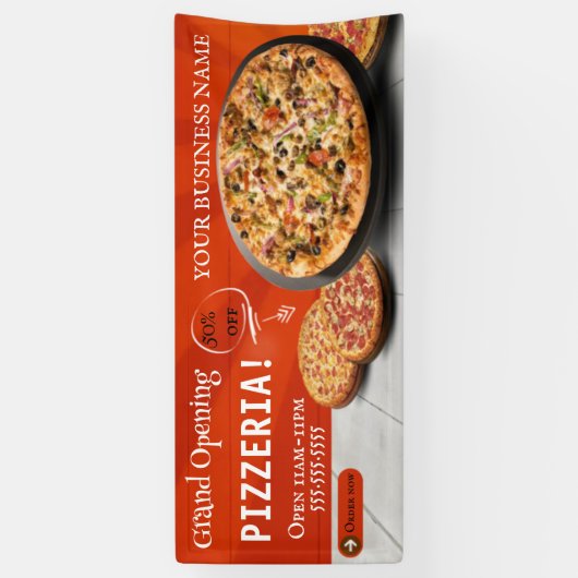 Pizza bezorging Pizza Cafe Pizza Restaurant geopen Spandoek (Verticaal)