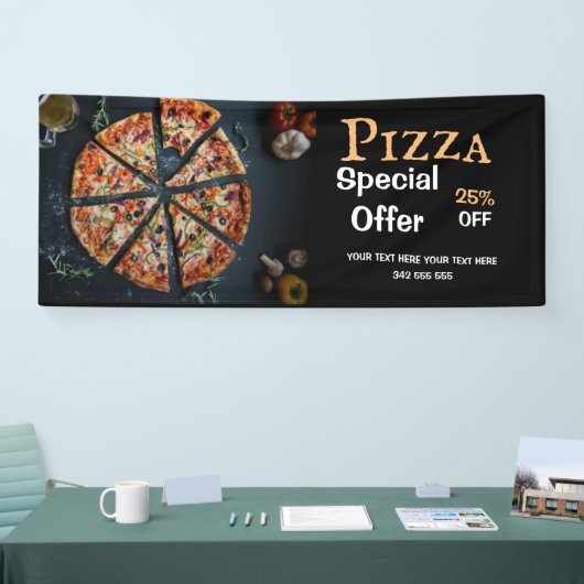 Pizza bezorging Pizza Cafe Pizza Restaurant geopen Spandoek (Beurs)