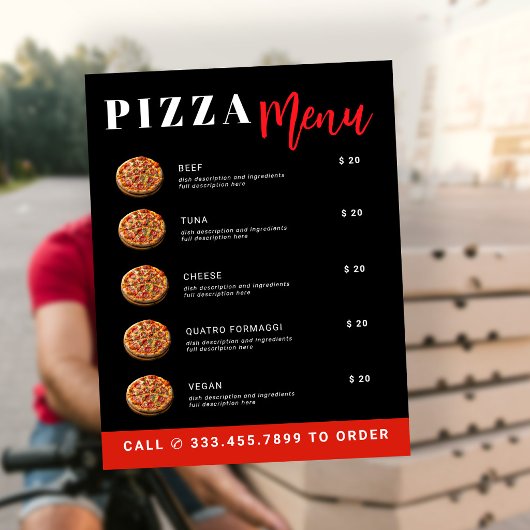Pizza bezorging promotionele sjabloonmenu flyer