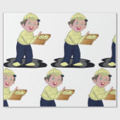 Pizza Bezorgjongen Voedsel Inpakpapier (Vlak)