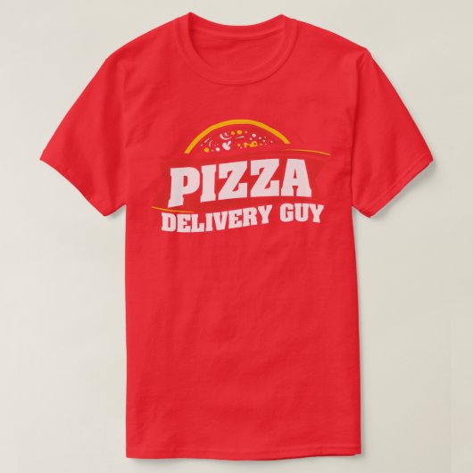 Pizza bezorgt man die Pizza eet T-shirt (Design voorkant)
