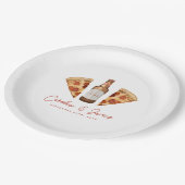 Pizza & Bier Casual Huwelijk Bruidsfeest Papieren Bordje (Gekanteld)