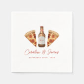 Pizza & Bier Casual Huwelijk Bruidsfeest Servet (Voorkant)