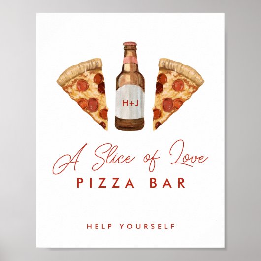 Pizza & bier koppels Douche Pizza Bar Teken Poster (Voorkant)