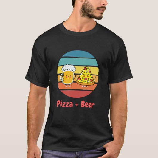 Pizza + bier t-shirt (Voorkant)