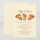Pizza & Bier | Watercolor Koppels Babyshower Kaart (Voorkant / Achterkant)
