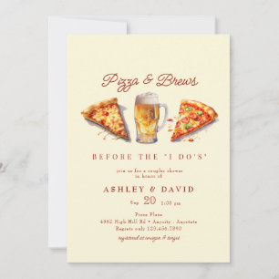 Pizza & Bier Watercolor Koppels Babyshower Kaart