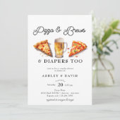 Pizza & Bier | Waterverf Couples Baby Shower Kaart (Staand voorkant)
