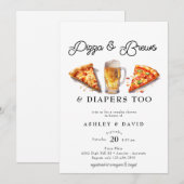 Pizza & Bier | Waterverf Couples Baby Shower Kaart (Voorkant / Achterkant)