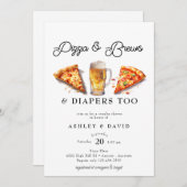 Pizza & Bier | Waterverf Couples Shower Kaart (Voorkant / Achterkant)