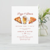 Pizza & Bier | Waterverf Couples Shower Kaart (Staand voorkant)