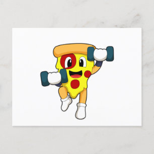 Pizza bij Fitness met Dumbbells Briefkaart