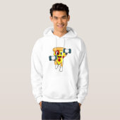 Pizza bij Fitness met Dumbbells Hoodie (Voorkant volledig)