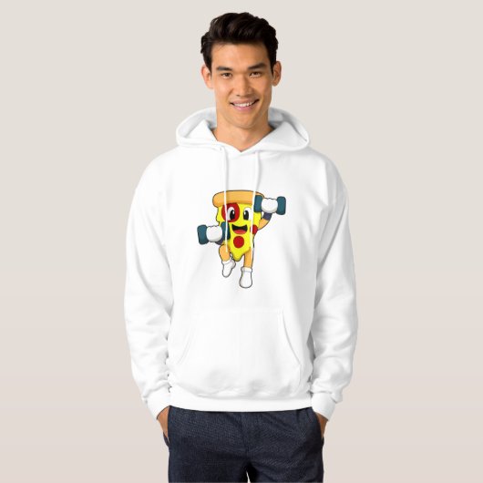 Pizza bij Fitness met Dumbbells Hoodie (Voorkant volledig)