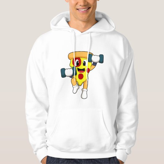 Pizza bij Fitness met Dumbbells Hoodie (Voorkant)