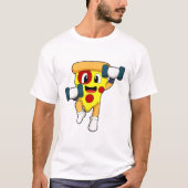 Pizza bij Fitness met Dumbbells T-shirt (Voorkant)