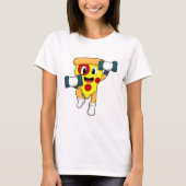 Pizza bij Fitness met Dumbbells T-shirt (Voorkant)