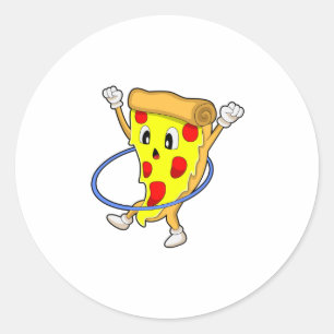 Pizza bij fitness met fitnessbanden.PNG Ronde Sticker