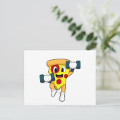 Pizza bij Fitness met Hantels Briefkaart (Staand voorkant)