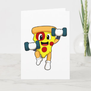 Pizza bij Fitness met Hantels Kaart