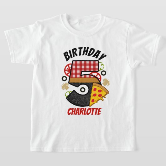 Pizza Birthday 5 Vijfde verjaardag Pizza shirt (Laagn)