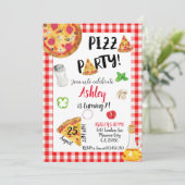 Pizza Birthday Invitation, Pizza Invitation Kaart (Staand voorkant)