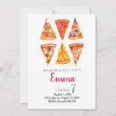 Pizza Birthday Invitation, Pizza Invitation Kaart (Voorkant)